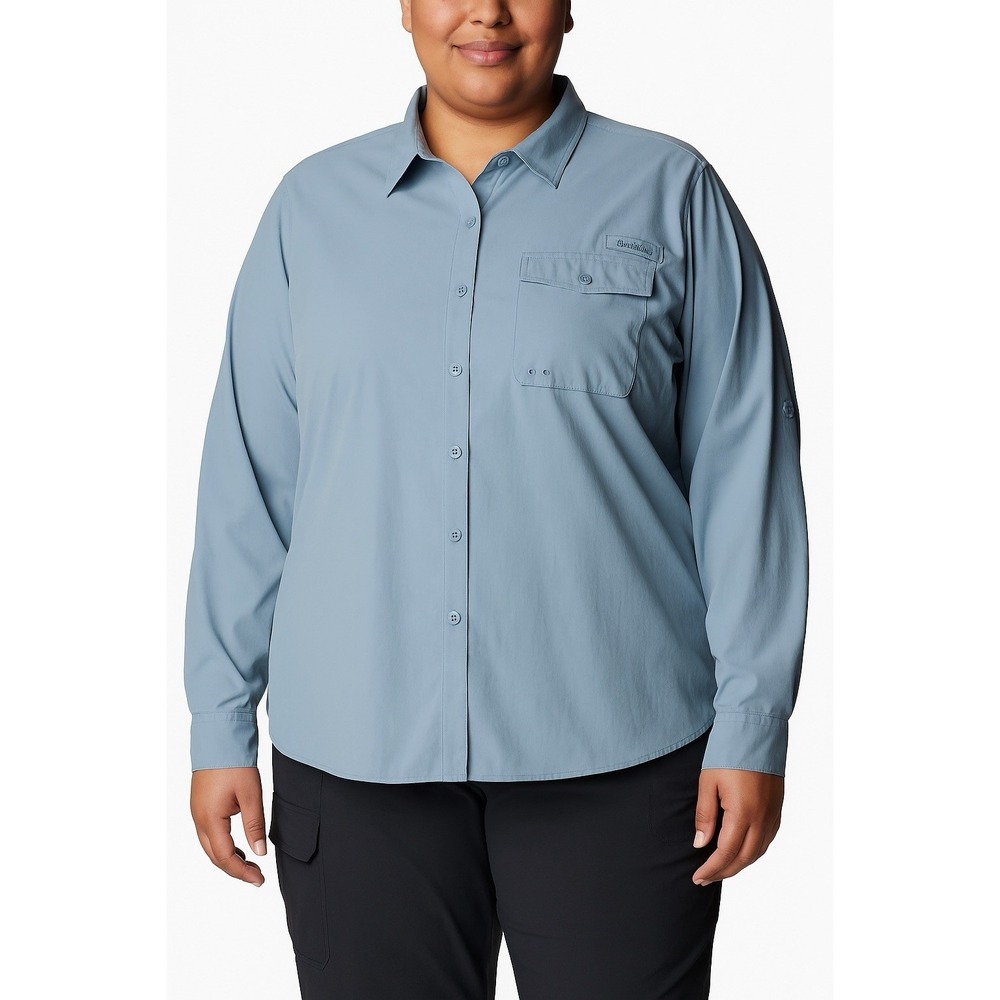 Columbia PFG Wild Cast Long Sleeve Shirt Women's XXL Blue‎ Omni-Wick Omni-Shade